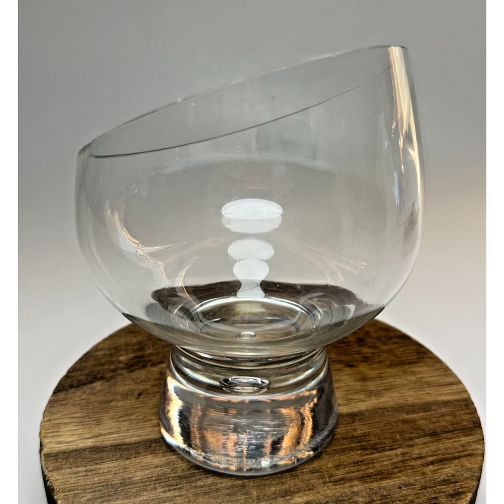 Kosta Boda Pippi Angled Pedestal Bowl Candle Holder Bubble Base Snifter MCM Mod - Picture 3 of 5
